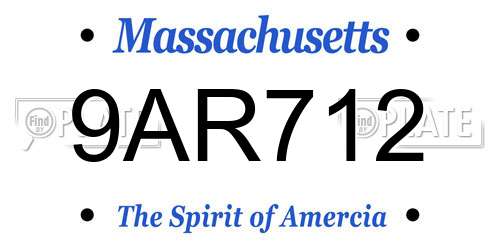 9AR712 Massachusetts License Plate