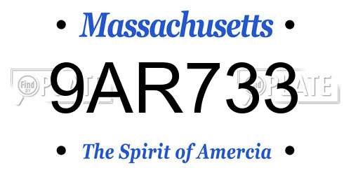 9AR733 Massachusetts License Plate