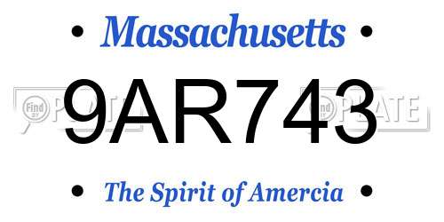 9AR743 Massachusetts License Plate
