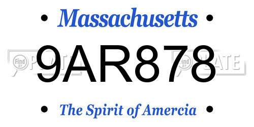 9AR878 Massachusetts License Plate