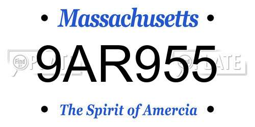 9AR955 Massachusetts License Plate