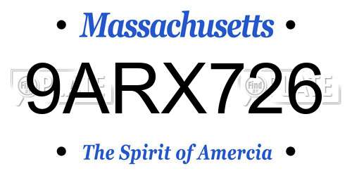 9ARX726 Massachusetts License Plate