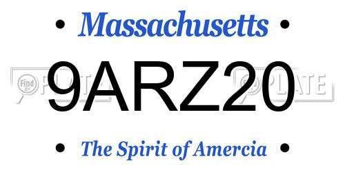 9ARZ20 Massachusetts License Plate