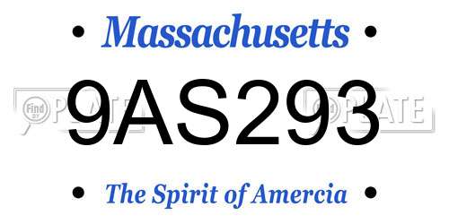 9AS293 Massachusetts License Plate