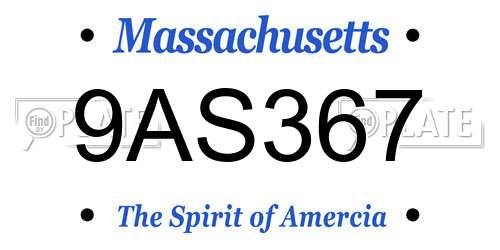 9AS367 Massachusetts License Plate