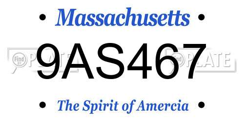 9AS467 Massachusetts License Plate