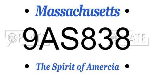 9AS838 Massachusetts License Plate