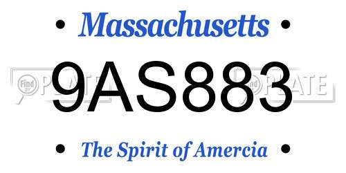 9AS883 Massachusetts License Plate