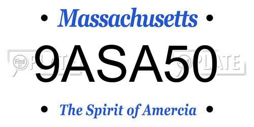 9ASA50 Massachusetts License Plate