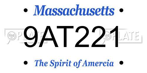 9AT221 Massachusetts License Plate