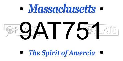 9AT751 Massachusetts License Plate