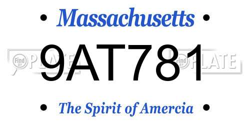 9AT781 Massachusetts License Plate