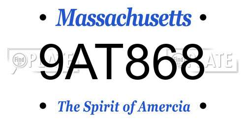 9AT868 Massachusetts License Plate