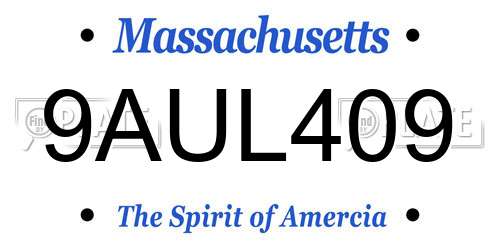 9AUL409 Massachusetts License Plate