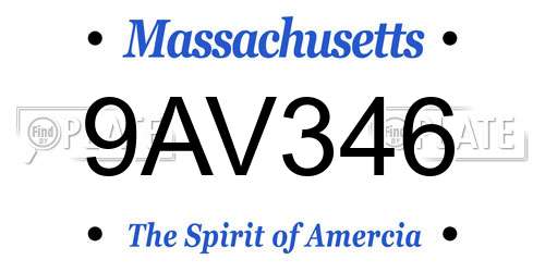 9AV346 Massachusetts License Plate