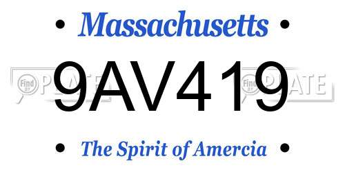 9AV419 Massachusetts License Plate