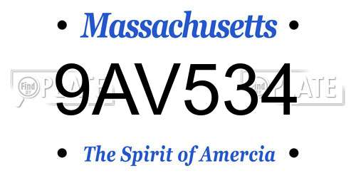 9AV534 Massachusetts License Plate