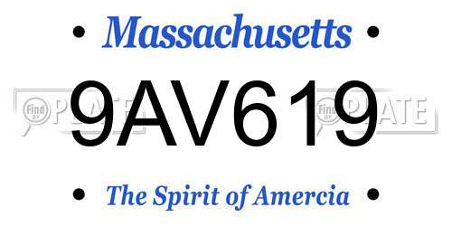 9AV619 Massachusetts License Plate