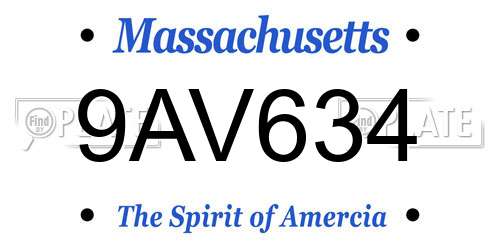 9AV634 Massachusetts License Plate
