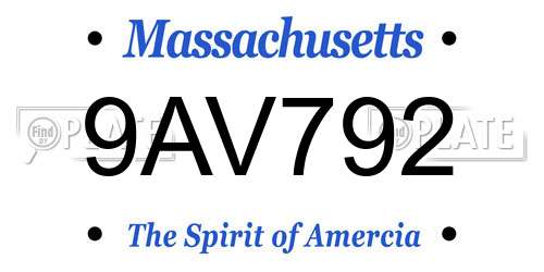9AV792 Massachusetts License Plate
