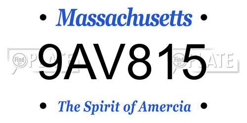 9AV815 Massachusetts License Plate