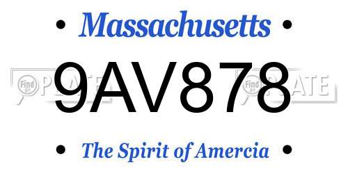 9AV878 Massachusetts License Plate