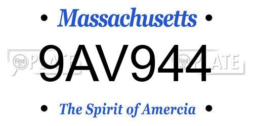9AV944 Massachusetts License Plate