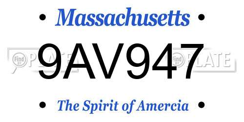 9AV947 Massachusetts License Plate