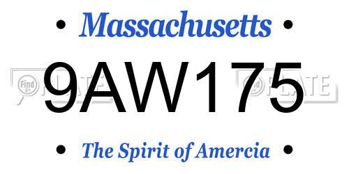 9AW175 Massachusetts License Plate