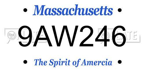 9AW246 Massachusetts License Plate
