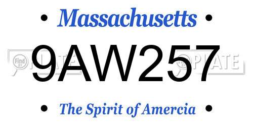 9AW257 Massachusetts License Plate