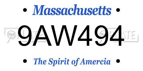 9AW494 Massachusetts License Plate