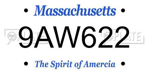 9AW622 Massachusetts License Plate