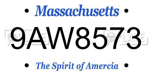 9AW8573 Massachusetts License Plate