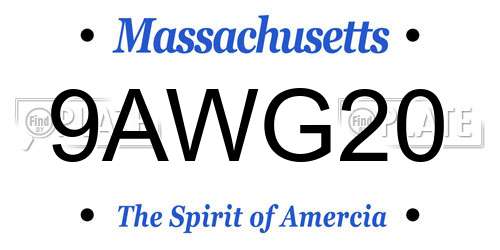 9AWG20 Massachusetts License Plate