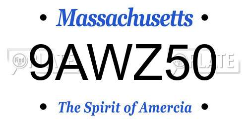 9AWZ50 Massachusetts License Plate