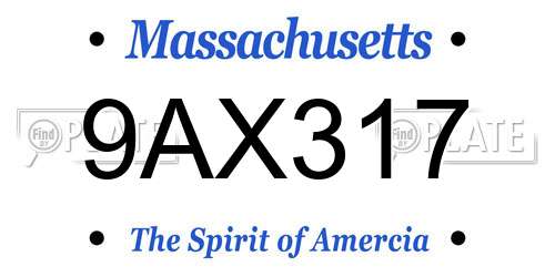 9AX317 Massachusetts License Plate