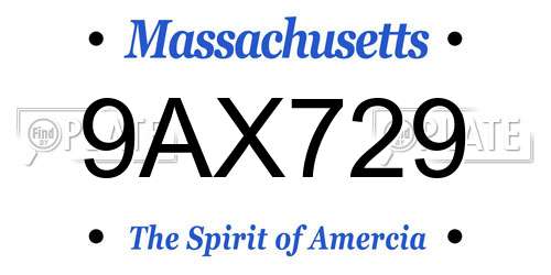 9AX729 Massachusetts License Plate