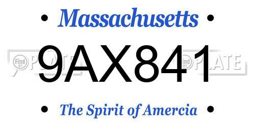 9AX841 Massachusetts License Plate