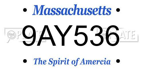 9AY536 Massachusetts License Plate