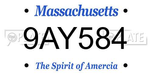 9AY584 Massachusetts License Plate
