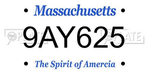 9AY625 Massachusetts License Plate
