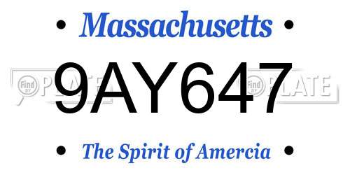 9AY647 Massachusetts License Plate
