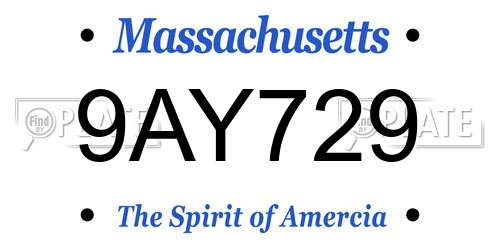 9AY729 Massachusetts License Plate