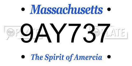 9AY737 Massachusetts License Plate