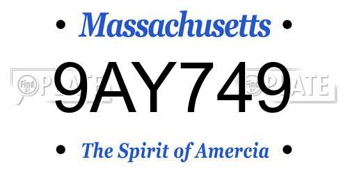 9AY749 Massachusetts License Plate