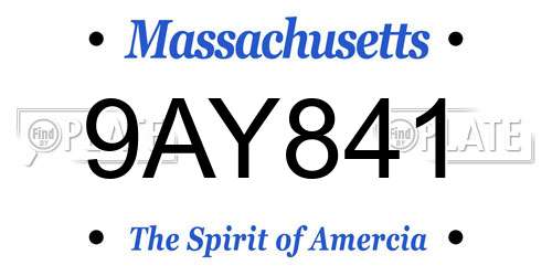 9AY841 Massachusetts License Plate