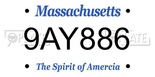 9AY886 Massachusetts License Plate