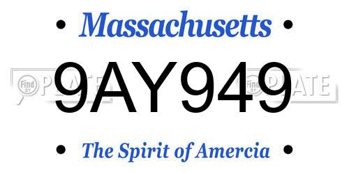 9AY949 Massachusetts License Plate