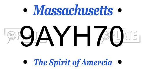 9AYH70 Massachusetts License Plate
